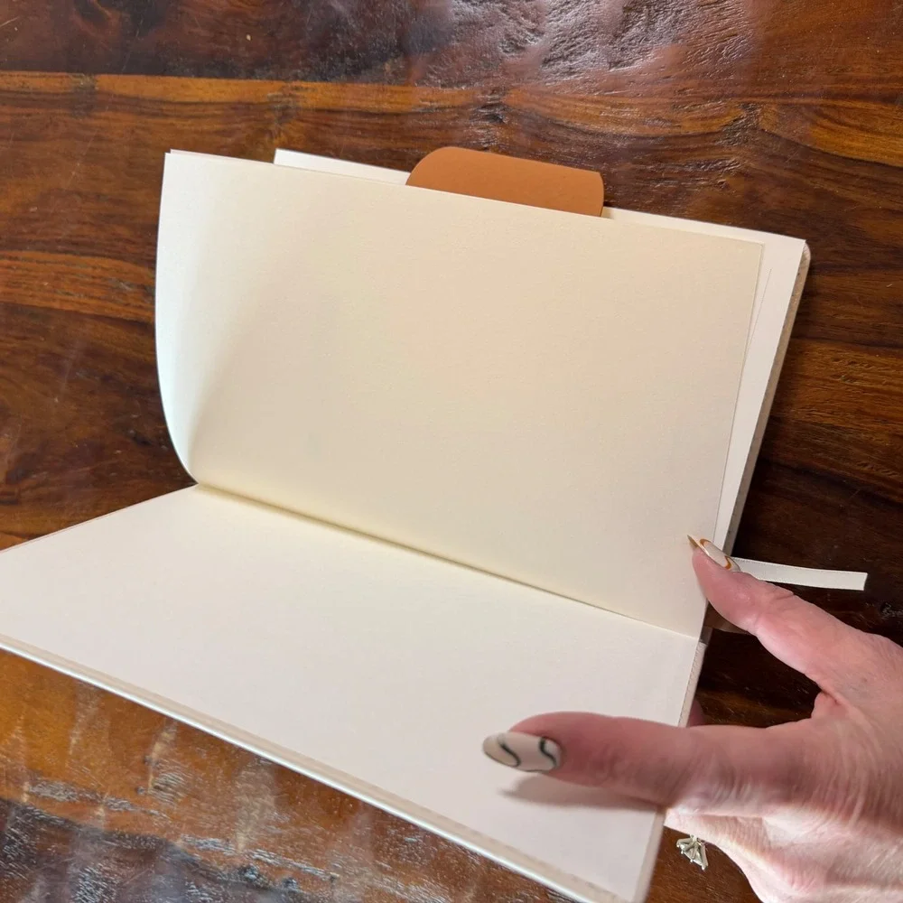 GTD Perfect Minimalist Faux Leather Lined Journal Notebook Cream Tan Color-block